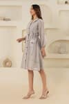 Savaaya_Gray Linen Collared Grey Blend Designer Dress _Online_at_Aza_Fashions