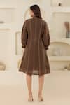 Shop_Savaaya_Brown Linen Open Neck Blend Designer Dress _at_Aza_Fashions