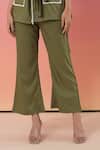 Savaaya_Green Cotton, Denim Shawl , Crew Pant Set _at_Aza_Fashions