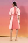 Shop_Savaaya_Pink Cotton, Denim Collared Light And Dark Dress _at_Aza_Fashions