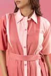 Shop_Savaaya_Pink Cotton, Denim Collared Light And Dark Dress _Online_at_Aza_Fashions