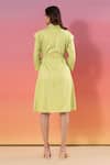 Shop_Savaaya_Green Cotton, Denim Collared Light Dress With Belt _at_Aza_Fashions