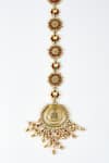 Vivinia By Vidhi Mehra_Gold Plated Beads And Red Kundan Polki Hair Accessory _Online_at_Aza_Fashions