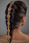Buy_Vivinia By Vidhi Mehra_Gold Plated Beads And Red Kundan Polki Hair Accessory _Online_at_Aza_Fashions