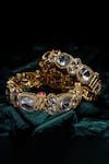Shop_Vivinia By Vidhi Mehra_Gold Plated Kundan Polki Adjustable Bangles _at_Aza_Fashions