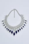 Shop_Vivinia By Vidhi Mehra_Silver Plated Zari And Blue Designer Jewellery Set _Online_at_Aza_Fashions