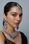 Vivinia By Vidhi Mehra_Silver Plated Zari And Blue Designer Jewellery Set _at_Aza_Fashions