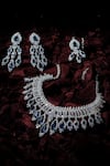 Shop_Vivinia By Vidhi Mehra_Silver Plated Zari And Blue Designer Jewellery Set _at_Aza_Fashions