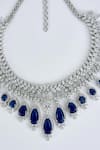 Shop_Vivinia By Vidhi Mehra_Silver Plated Zari And Blue Designer Jewellery Set 