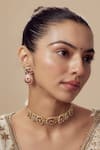 Buy_Vivinia By Vidhi Mehra_Gold Plated Beads, Stones And Pink Beaded Jewellery Set _at_Aza_Fashions