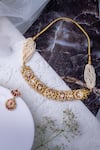 Shop_Vivinia By Vidhi Mehra_Gold Plated Beads, Stones And Pink Beaded Jewellery Set _at_Aza_Fashions