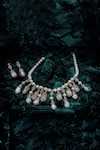 Shop_Vivinia By Vidhi Mehra_Gold Plated Pearls And Pink Jewelry Set _at_Aza_Fashions