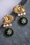 Shop Vivinia By Vidhi Mehra Gold Plated Imitation Diamonds And Green Kundan Polki Danglers at Aza Fashions Shop_Vivinia By Vidhi Mehra_Gold Plated Imitation Diamonds And Green Kundan Polki Danglers _at_Aza_Fashions
