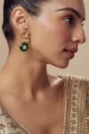 Shop Vivinia By Vidhi Mehra Gold Plated Imitation Diamonds And Green Kundan Polki Danglers Online at Aza Fashions Shop_Vivinia By Vidhi Mehra_Gold Plated Imitation Diamonds And Green Kundan Polki Danglers _Online_at_Aza_Fashions