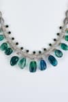 Shop_Vivinia By Vidhi Mehra_Green Zari Emerald Synthetic Designer Jewellery Set _Online_at_Aza_Fashions