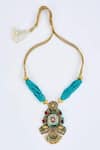 Shop_Vivinia By Vidhi Mehra_Multi Color Beads Necklace And Earring Set _Online_at_Aza_Fashions