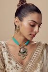 Buy_Vivinia By Vidhi Mehra_Multi Color Beads Necklace And Earring Set _at_Aza_Fashions