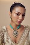 Buy_Vivinia By Vidhi Mehra_Multi Color Beads Necklace And Earring Set 