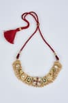 Buy_VIVINIA by Vidhi Mehra_Gold Plated Kundan Polki Necklace And Earring Set _Online_at_Aza_Fashions