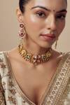 Shop_VIVINIA by Vidhi Mehra_Gold Plated Kundan Polki Necklace And Earring Set _Online_at_Aza_Fashions
