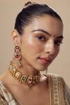 VIVINIA by Vidhi Mehra_Gold Plated Kundan Polki Necklace And Earring Set _at_Aza_Fashions