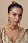 Buy_VIVINIA by Vidhi Mehra_Gold Plated Kundan Polki Necklace And Earring Set _at_Aza_Fashions