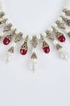 Vivinia By Vidhi Mehra_Silver Plated Pearls Designer And Red Stone Jewelry Set _at_Aza_Fashions