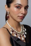 Buy_Vivinia By Vidhi Mehra_Silver Plated Pearls Designer And Red Stone Jewelry Set 