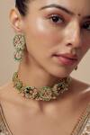 Shop_Vivinia By Vidhi Mehra_Gold Plated Diamonds Kundan Polki Necklace And Earring Set _Online_at_Aza_Fashions