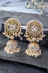 Shop_Vivinia By Vidhi Mehra_Gold Plated Kundan Polki Jhumkas _at_Aza_Fashions