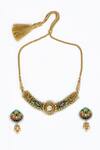 Shop_VIVINIA by Vidhi Mehra_Gold Plated Kundan Polki Designer Necklace Set _at_Aza_Fashions