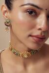 Shop_VIVINIA by Vidhi Mehra_Gold Plated Kundan Polki Designer Necklace Set _Online_at_Aza_Fashions