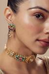 VIVINIA by Vidhi Mehra_Gold Plated Kundan Polki Designer Necklace Set _at_Aza_Fashions