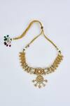Buy_VIVINIA by Vidhi Mehra_Gold Plated Gota Patti Kundan Polki Necklace Set _Online_at_Aza_Fashions
