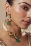 Shop_VIVINIA by Vidhi Mehra_Gold Plated Beads, Stones Beaded Necklace And Earring Set _Online_at_Aza_Fashions