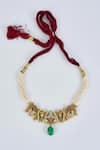 Buy_VIVINIA by Vidhi Mehra_Gold Plated Beads, Stones Beaded Necklace And Earring Set 