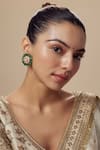 Buy_Vivinia By Vidhi Mehra_Gold Plated Crystals And Green Kundan Polki Stud Earrings _at_Aza_Fashions