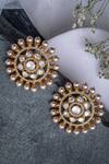 Shop_Vivinia By Vidhi Mehra_Gold Plated Pearls Embellished Stud Earrings_at_Aza_Fashions