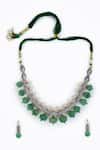 Buy_Vivinia By Vidhi Mehra_Green Diamonds Kundan Polki Necklace And Earring Set _Online_at_Aza_Fashions