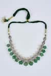 Shop_Vivinia By Vidhi Mehra_Green Diamonds Kundan Polki Necklace And Earring Set _Online_at_Aza_Fashions