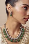 Vivinia By Vidhi Mehra_Green Diamonds Kundan Polki Necklace And Earring Set _at_Aza_Fashions