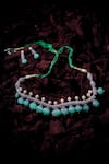 Shop_Vivinia By Vidhi Mehra_Green Diamonds Kundan Polki Necklace And Earring Set _at_Aza_Fashions