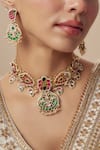 Buy_VIVINIA by Vidhi Mehra_Gold Plated Stones Kundan Polki Designer Jewellery Set _Online_at_Aza_Fashions