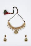 Shop_VIVINIA by Vidhi Mehra_Gold Plated Stones Kundan Polki Designer Jewellery Set _at_Aza_Fashions