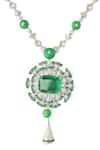 Vivinia By Vidhi Mehra_Silver Plated Zari Designer Green Jewellery Set _at_Aza_Fashions