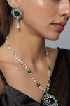 Vivinia By Vidhi Mehra_Silver Plated Zari Designer Green Jewellery Set _Online