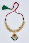 Shop_Vivinia By Vidhi Mehra_Gold Plated Diamonds Designer Kundan Polki Jewellery Set _Online_at_Aza_Fashions