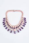 Vivinia By Vidhi Mehra_Pink Beaded And Purple Contemporary Necklace _Online_at_Aza_Fashions