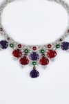 Vivinia By Vidhi Mehra_Silver Plated Contemporary Multi Stone Necklace _Online_at_Aza_Fashions
