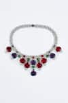 Buy_Vivinia By Vidhi Mehra_Silver Plated Contemporary Multi Stone Necklace _Online_at_Aza_Fashions